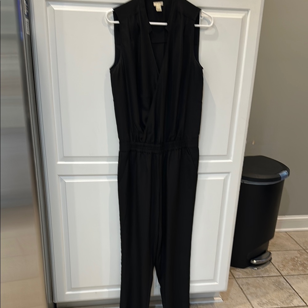 J. Crew Black Sleeveless Jumpsuit with V-Neckline